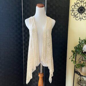 VANITY Vest Coverup Handkerchief Hem Natural Cream, Med. NWT